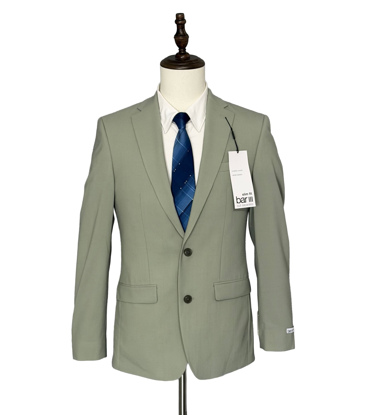 Bar Iii Suit Jacket Men's 36r Slim Fit Wool Blend Stretch Fabric Sage Nwt